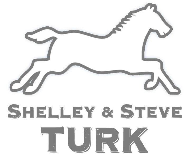 Horse Logo with text "Shelley & Steve TURK"